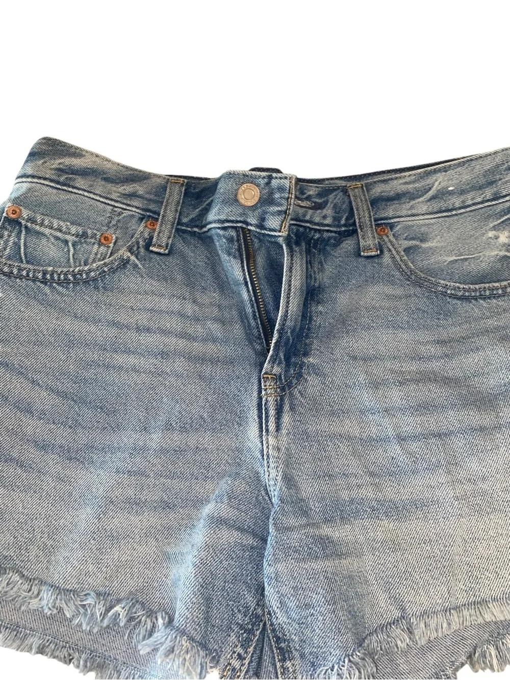 Gap High Rise UltraSoft Relaxed Cutoff Jean Shorts distressed hem basic summer